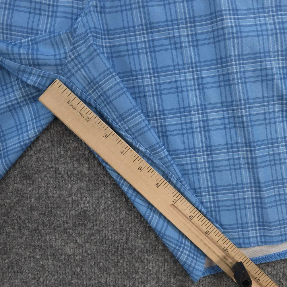 Johnnie O Shorts Mens 38 Blue Plaid Chino 10in Stretch Golf Casual Beach Summer